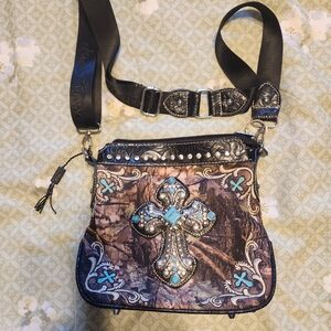 Montana West Black and Brown Crossbody Bag with Western Flair